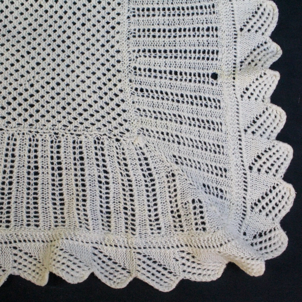 Lot of 2 Handmade Crochet Baby Blankets Knit Nursery Throws Cream Flaws