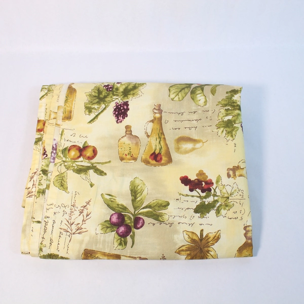 Rectangular Fruit Themed Tablecloth Cream Beige Green 80x57 Dining Decor