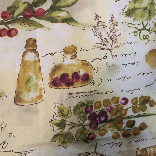 Rectangular Fruit Themed Tablecloth Cream Beige Green 80x57 Dining Decor
