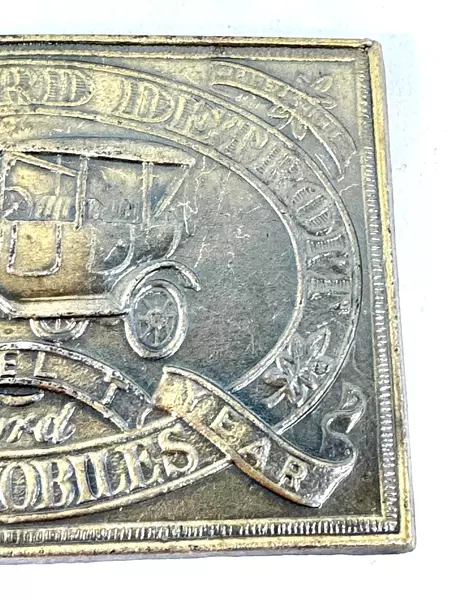 Vintage Henry Ford Detroit Automobile Record Year Model T Brass Belt Buckle