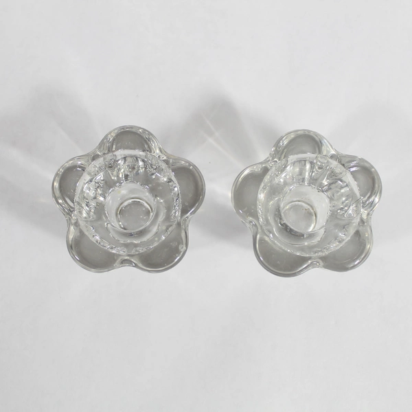 Set of 2 Heavy Crystal Octagon Candle Holders Wedding Decor Pre-Owned