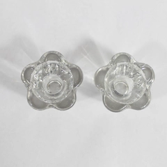 Set of 2 Heavy Crystal Octagon Candle Holders Wedding Decor Pre-Owned