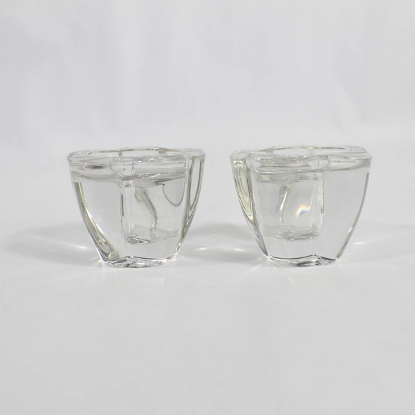 Set of 2 Heavy Crystal Octagon Candle Holders Wedding Decor Pre-Owned