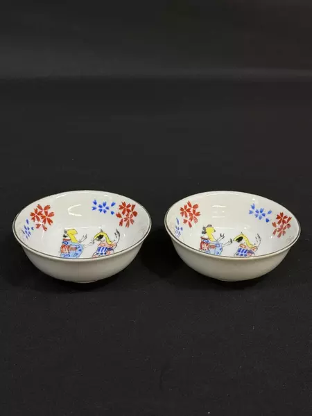 Lot of 5 Occupied Japan Saki Bowls Floral & Geisha Porcelain Rice Bowls
