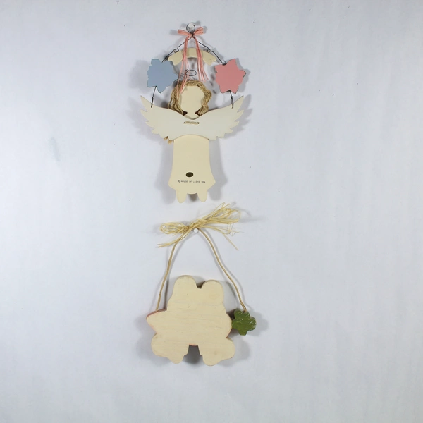 Lot of 2 Vintage Wood Wall Hangings House of Lloyd Spring Angel & Bunny Decor
