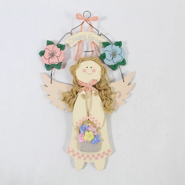 Lot of 2 Vintage Wood Wall Hangings House of Lloyd Spring Angel & Bunny Decor