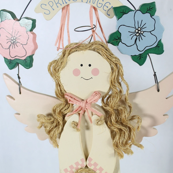 Lot of 2 Vintage Wood Wall Hangings House of Lloyd Spring Angel & Bunny Decor