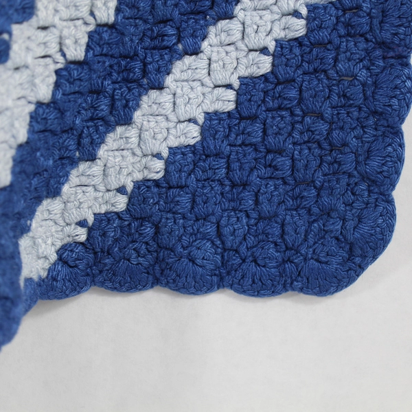 Vintage Handmade Blue Crochet Throw Blanket 34"x25.5" Cozy Home Decor Accent