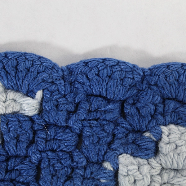 Vintage Handmade Blue Crochet Throw Blanket 34"x25.5" Cozy Home Decor Accent