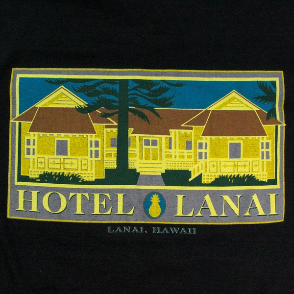 Hanes Hotel Lanai Hawaii T-Shirt Women's Size L Black Souvenir Tee