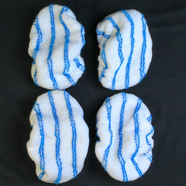 Lot of 4 Millifiber Reusable Mop Pads 10" x 4.5" White Blue Cleaning Supplies
