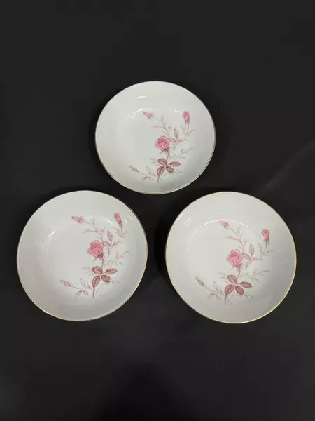 Set of 3 Sone China Cashmir Rose 2197 Fruit Bowls Pink Roses Gold Trim