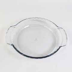 Vintage Anchor Hocking 9" Clear Glass Pie Plate with Handles Microwave Safe