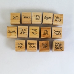 Lot of 14 Mounted Rubber Stamps Love Notes Be Mine Sweet Heart Crafts Pre-Owned