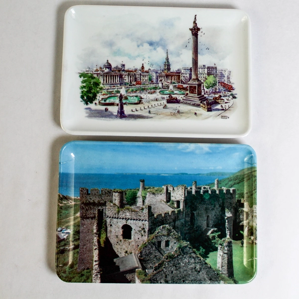 Lot of 5 Melamaster Melamine Platters Great Britain Landmarks Souvenir Preowned
