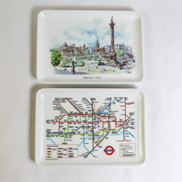 Lot of 5 Melamaster Melamine Platters Great Britain Landmarks Souvenir Preowned
