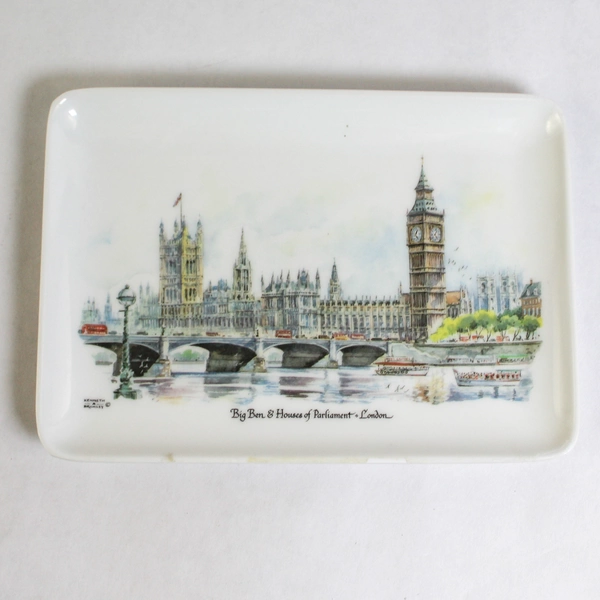 Lot of 5 Melamaster Melamine Platters Great Britain Landmarks Souvenir Preowned