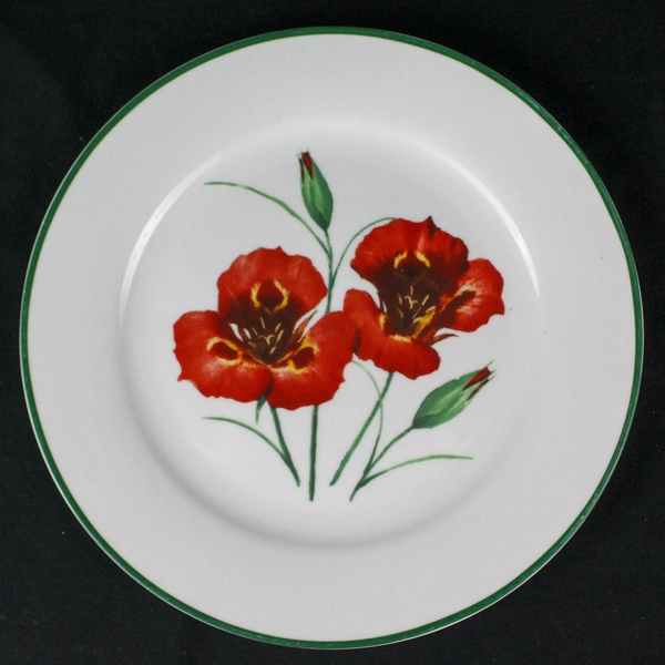 National Wildlife Decorative Plate 10.5" Poppy Flower Green Trim Pre-Owned
