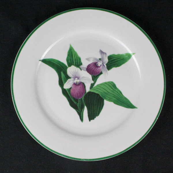 National Wildlife Federation Orchid Decorative Plate Green Trim 10.5"