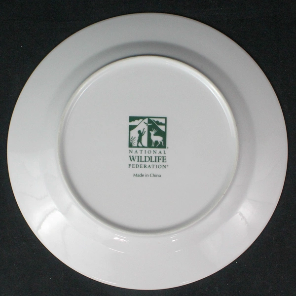 National Wildlife Decorative Plate Purple Flowers Green Trim 10.5" Diameter