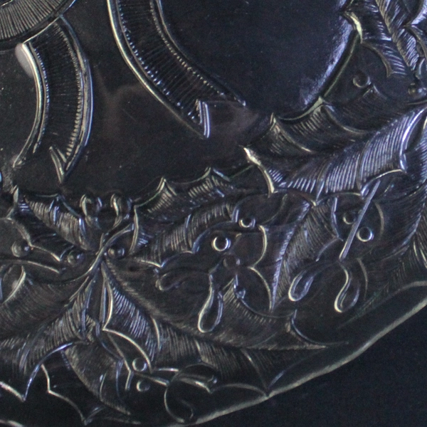 Arcoroc Happy Holidays Christmas Wreath Etched Glass Serving Platter 12.75"