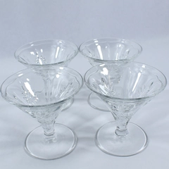 Set of 4 Clear Glass Stemmed Dessert Parfait Bowls 4" Tall Dining Decor