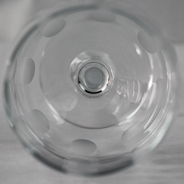 Lot of 2 Frosted Stemmed Wine Glasses 9" Tall Circles & Stripes Design