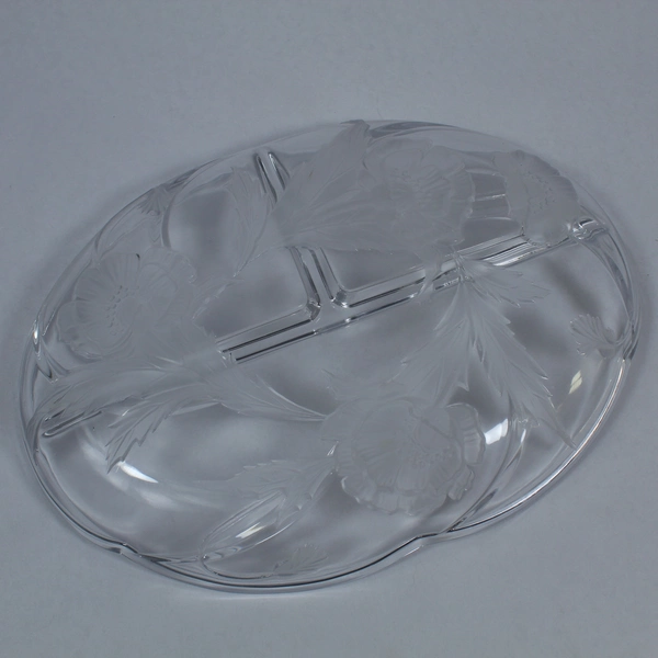 Mikasa Floral Glass Divided Platter 3 Sections Scalloped Edge 11.5"
