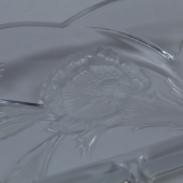 Mikasa Floral Glass Divided Platter 3 Sections Scalloped Edge 11.5"