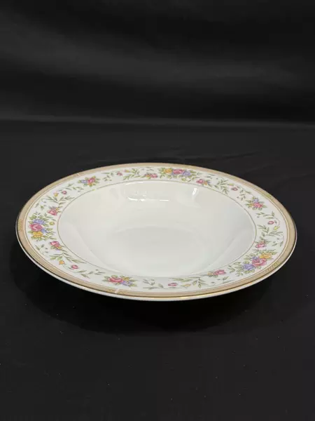 Lot of 6 Farberware Bellini Floral 9" Large Rim Bowls Porcelain Gold Trim