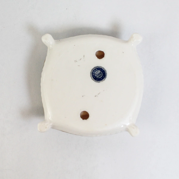 Vintage I.W. Rice & Co Floral Candle Holder Blue Roses 4 Taper Slots Preowned