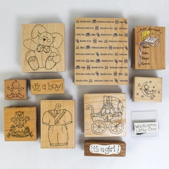 Lot of 11 Baby-Themed Mounted Rubber Stamps JRL Craft & Hero Arts