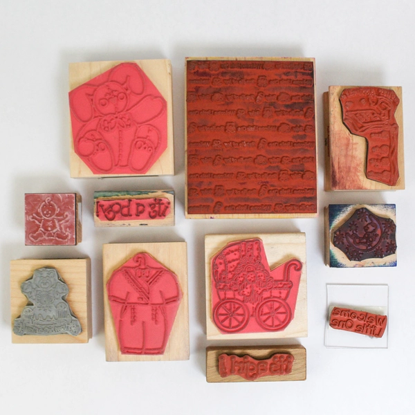 Lot of 11 Baby-Themed Mounted Rubber Stamps JRL Craft & Hero Arts