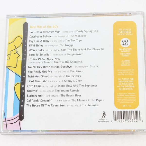 Best Hits Of The 60's House Party Karaoke CD 2003 Compass Productions