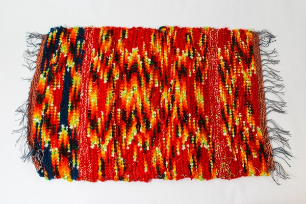 Handmade Woven Southwestern Style Table Runner Dresser Scarf 23.5"x15.5" Fringed