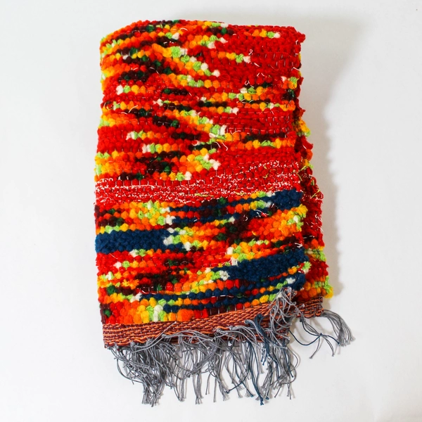 Handmade Woven Southwestern Style Table Runner Dresser Scarf 23.5"x15.5" Fringed