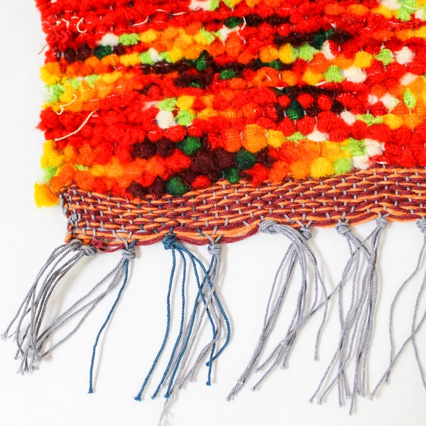 Handmade Woven Southwestern Style Table Runner Dresser Scarf 23.5"x15.5" Fringed