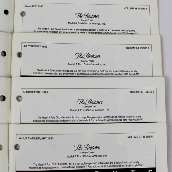 Vintage The Restorer Magazines Model A Ford Enthusiasts Jan-Oct 1993 Set