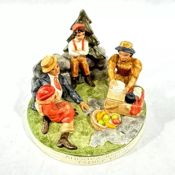 1979 Sebastian Miniature America Remembers Family Picnic Signed P.W. Baston