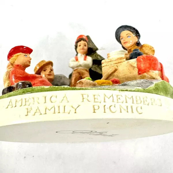 1979 Sebastian Miniature America Remembers Family Picnic Signed P.W. Baston