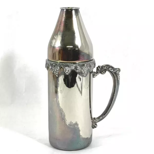 Vintage F.B. Rogers Silver Plate Wine Bottle Holder Decanter Grape Design