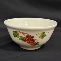 1984 Teleflora Ceramic Bowl 8.25" White Orange Grape Cluster Vintage Serveware