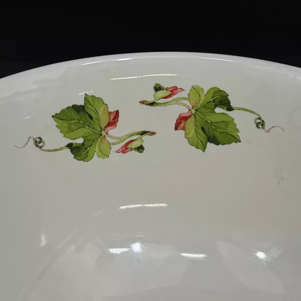 1984 Teleflora Ceramic Bowl 8.25" White Orange Grape Cluster Vintage Serveware