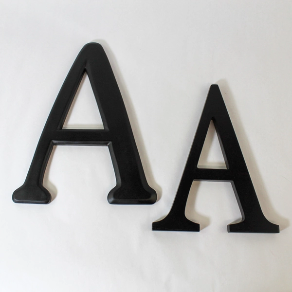 Lot of 2 Black Wood Letter A Monogram Wall Hanging Plaques - Fetco Decor