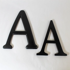 Lot of 2 Black Wood Letter A Monogram Wall Hanging Plaques - Fetco Decor