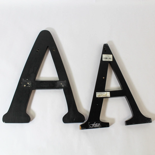 Lot of 2 Black Wood Letter A Monogram Wall Hanging Plaques - Fetco Decor