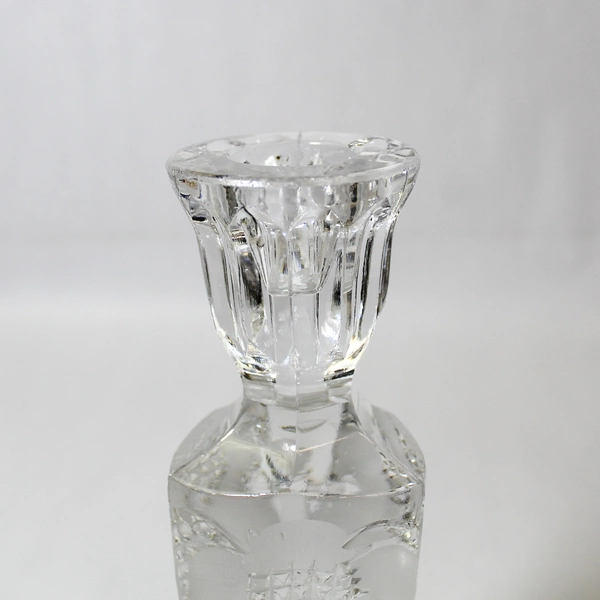 Set of 2 Clear Heavy Glass 7" Taper Candle Sticks Floral Design Home Decor