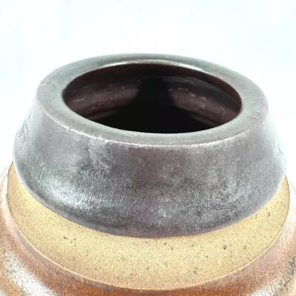 Signed Beehive Ceramic Vase Brown 7.25" Decorative Pottery Planter Home Decor