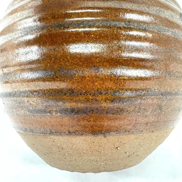 Signed Beehive Ceramic Vase Brown 7.25" Decorative Pottery Planter Home Decor