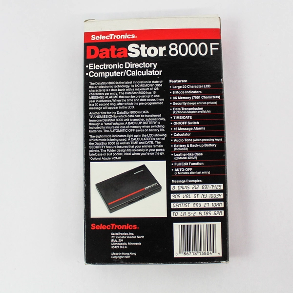 SelecTronics DataStor 8000F Calculator Data Bank 8K Memory Original Box Untested